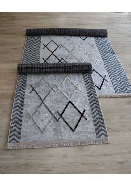 Nakkaş Kaymaz Dokuma Taban Kilim Makinada Yıkanabilir Mutfak Halısı Dekoratif Yolluk Gri Salon Halı Modelleri indirimleri