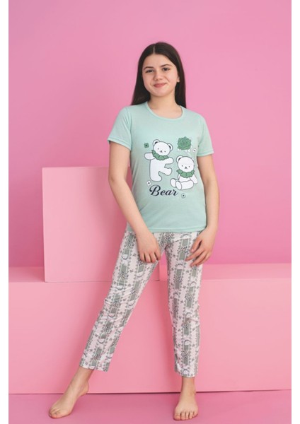 Faryakids Pamuklu Kısa Kollu Kedi Desenli Kız Çocuk Pijama Takımı fiyatları