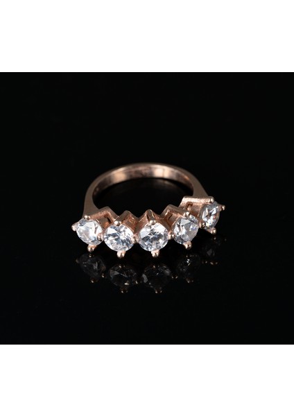 Rose Gold Kaplama 925 Ayar Gümüş Kadın Yüzük Parmağa Göre Ayarlanır 4.07 gr