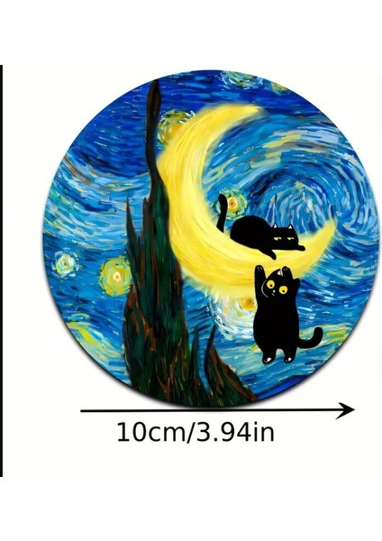 10.01*10.01 cm Boyutunda 6 Adet Şirin Siyah Kedi ve Ünlü Tablolar Ahşap Tabak Seti fiyatları