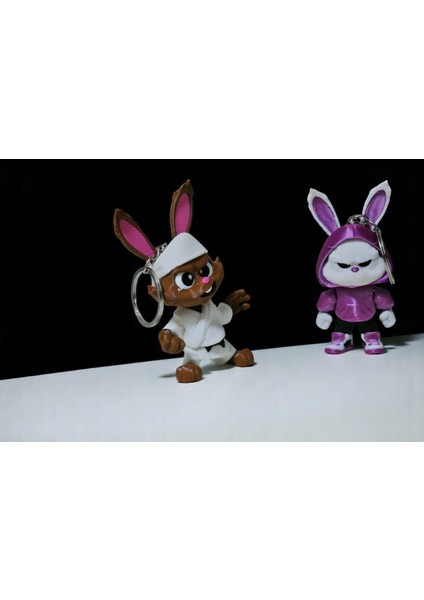 Ikili Sevimli Tavşan Anahtarlık