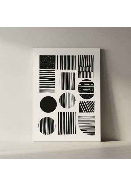 Soyut Siyah Beyaz Çizgi Desenli Modern Sanat Tablosu fiyatları