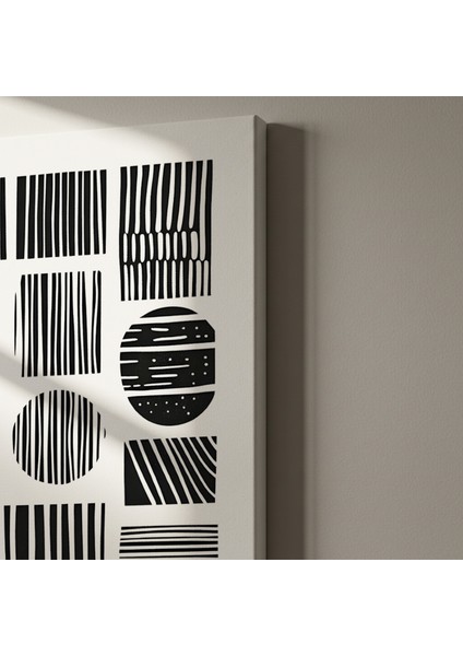 Soyut Siyah Beyaz Çizgi Desenli Modern Sanat Tablosu indirimleri
