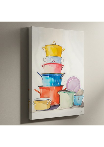 Renkli Tencere Kompozisyonu Soyut Sanat Tablosu