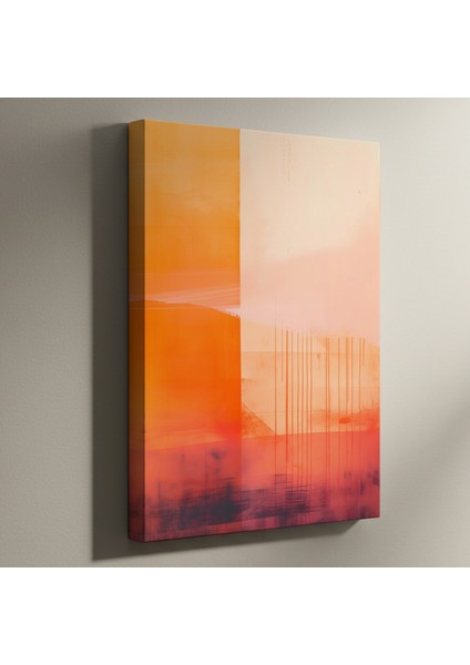Soyut Ekspresyonist Tarzı Turuncu ve Pembe Tonlarında Modern Sanat Tablosu