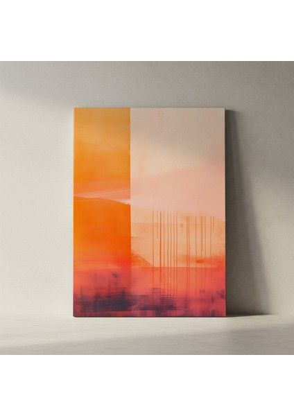 Soyut Ekspresyonist Tarzı Turuncu ve Pembe Tonlarında Modern Sanat Tablosu fiyatları