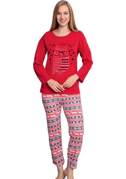 Pamuklu Desenli 2 Iplik Şardonlu Kalın Uzun Kollu Pijama Takımı indirimleri
