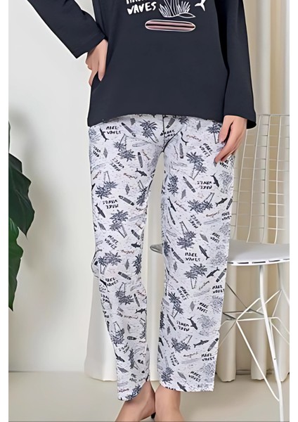 Pamuklu Desenli 2 Iplik Şardonlu Kalın Uzun Kollu Pijama Takımı modelleri