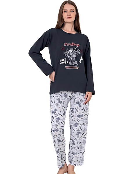 Pamuklu Desenli 2 Iplik Şardonlu Kalın Uzun Kollu Pijama Takımı indirimleri
