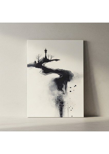 Doğu Esintili Soyut Siyah Beyaz Tablo fiyatları