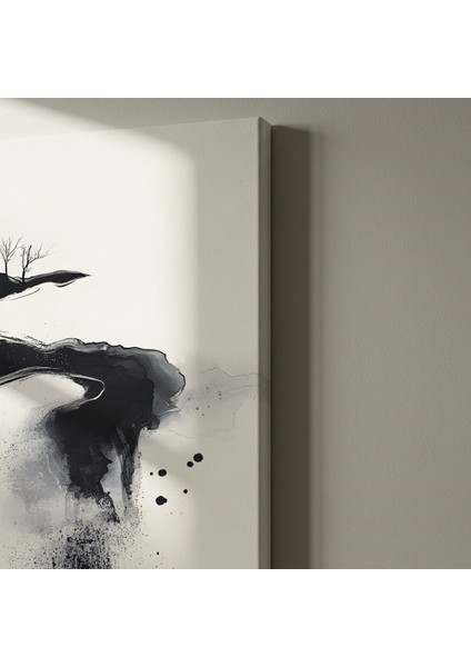 Doğu Esintili Soyut Siyah Beyaz Tablo indirimleri