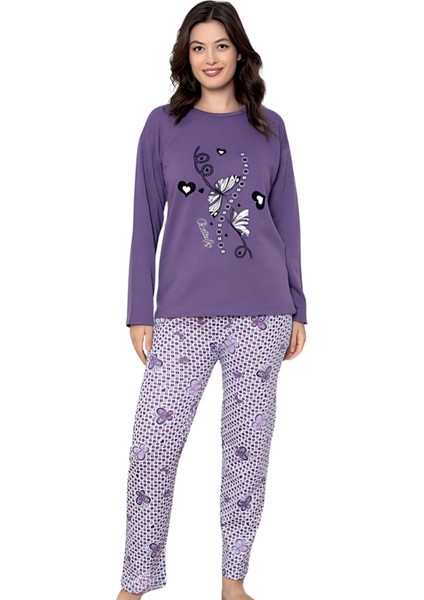 Pamuklu Desenli 2 Iplik Şardonlu Kalın Uzun Kollu Pijama Takımı indirimleri