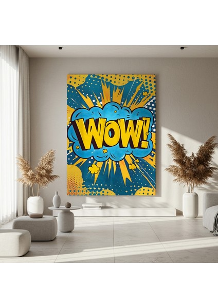 Pop Art Tarzı Wow! Sloganlı Modern Sanat Tablosu fırsatları