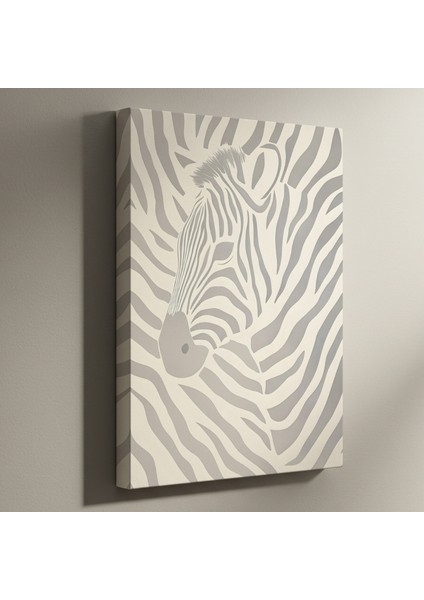 Zarif Gümüş Zebra Desenli Soyut Sanat Tablosu
