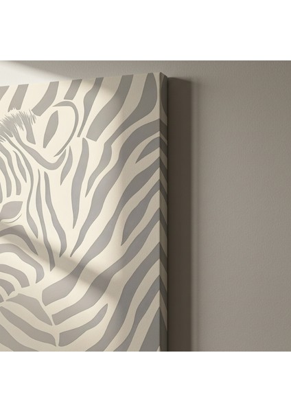 Zarif Gümüş Zebra Desenli Soyut Sanat Tablosu indirimleri