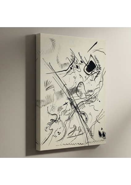 Soyut Siyah Beyaz Mürekkep Çizimi Tablosu