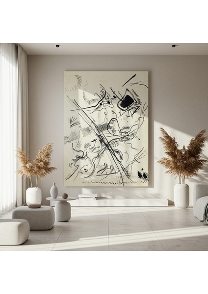 Soyut Siyah Beyaz Mürekkep Çizimi Tablosu fırsatları