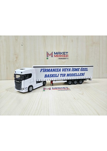 33 cm Uzunlukta 1/50 Ölçek Beyaz Scanıa 770S Tır Maketi (Firma Ismi Yazılabilir)