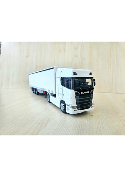 33 cm Uzunlukta 1/50 Ölçek Beyaz Scanıa 770S Tır Maketi (Firma Ismi Yazılabilir) fırsatları
