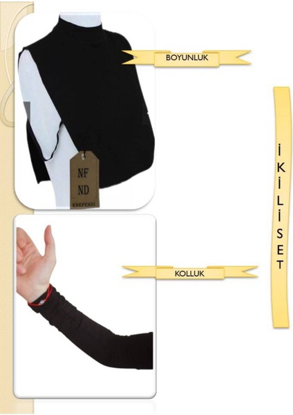 Boyunluk Kolluk Ikili Set Siyah Hijab Tesettür fırsatları