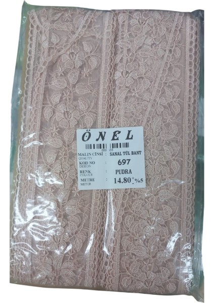 Dantel Polyester Sanal Tül Bant Pudra 14,80 Metre En 6 cm ON-697-PU