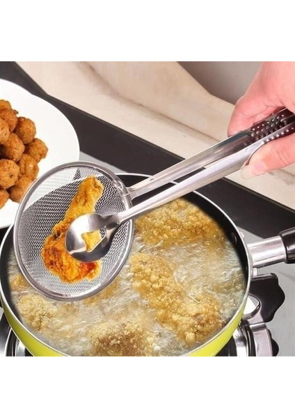 Buffer® Çok Amaçlı Süzgeçli Paslanmaz Metal Haşlama ve Kızartma Maşası
