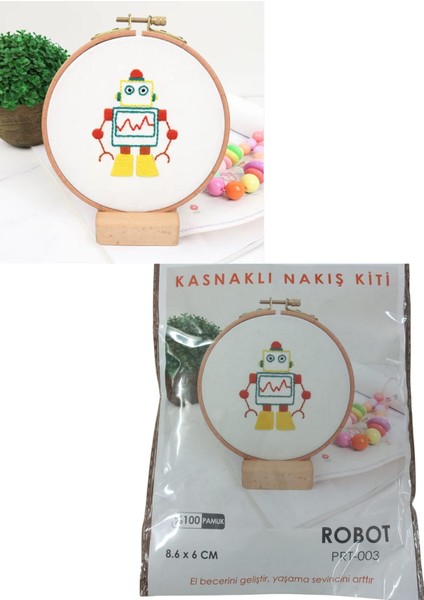 Nakış Kitleri Kasnaklı 8.6 x 6 cm Robot