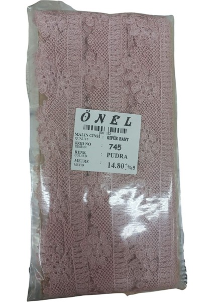 Dantel Polyester Güpür Bant Pudra 14,80 Metre En 3 cm ON-745-PU