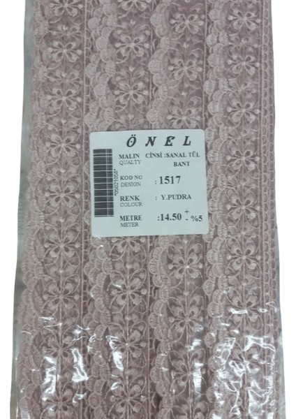 Dantel Polyester Sanal Tül Bant Y.pudra 14,50 Metre En 3 cm ON-1517-PU