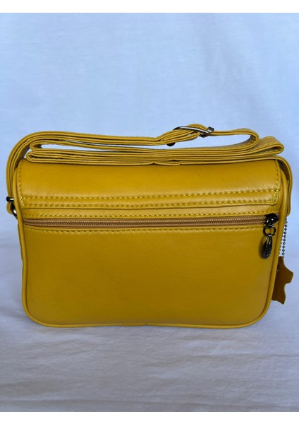 Hakiki Kuzu Derisi Sarı Bayan Omuz Çantası 23X16X6 modelleri