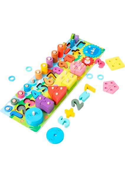 Montessori 5i 1 Arada Ahşap Eğitici Oyuncak Seti Balık Tutma Şekil Sayılar Motor Beceri Geliştirici indirimleri