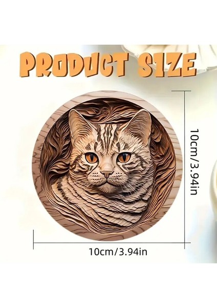10X10CM 8 Parça Mantar Altlık Seti, Oymalı Kedi Desenli, Elde Yıkanabilir fiyatları