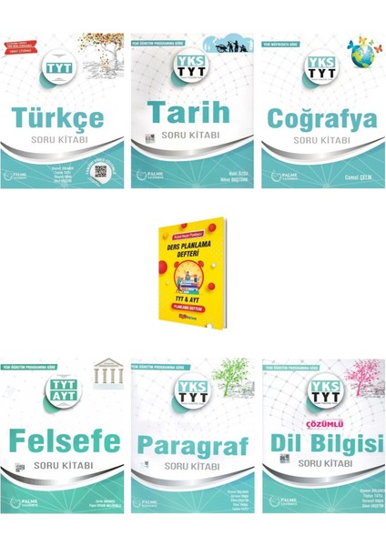 TYT Türkçe Tarih Coğrafya Felsefe Paragraf ve Dilbilgisi Soru Kitabı 6lı Set - Planlama Defteri