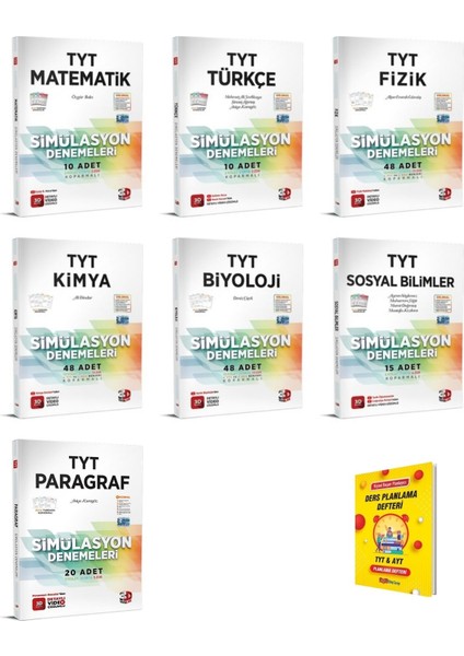 TYT Matematik - Türkçe - Fizik - Kimya - Biyoloji - Sosyal Bilimler - Paragraf 7'li Denemeleri + Planlama Defteri
