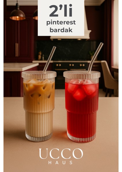 Xl 600 ml Kristal Sert Plastik Cam Pipetli Pinterest Bardak | Kahve Limonata Kokteyl Sunum Bardağı