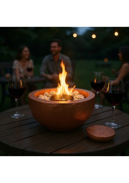 Beton - Ateş Çukuru - Yuvarlak - Small - Bakır