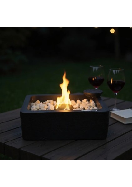 Beton - Ateş Çukuru - Dikdörtgen - Siyah