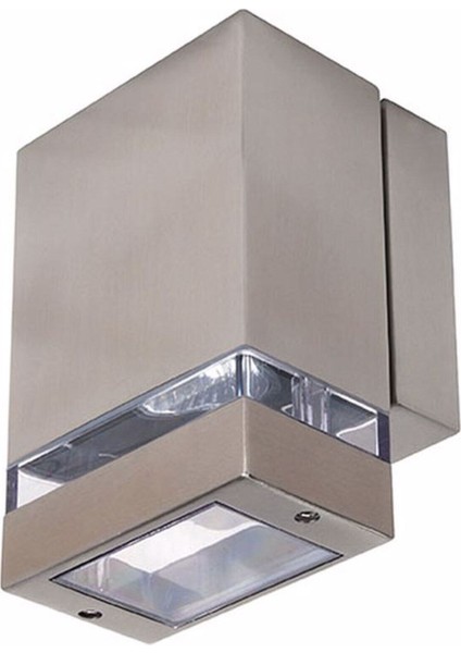 Şık Paslanmaz Çelik Dış Mekan Aplik, Saten Nikel, IP44, Ampüllü