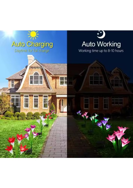 Dış Mekan Güneş Enerjili LED Işıklı Lilyum Zambak 40CM Pembe fiyatları