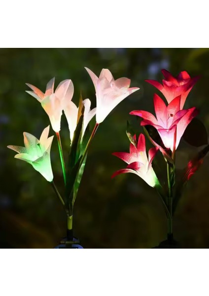 Dış Mekan Güneş Enerjili LED Işıklı Lilyum Zambak 40CM Pembe modelleri