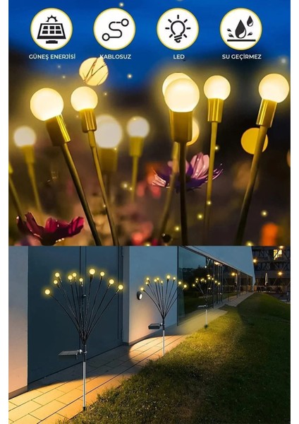 6 Led'li Güneş Enerjili Ateş Böceği Çiçek Lamba, 2'li Set, Beyaz Renk fiyatları