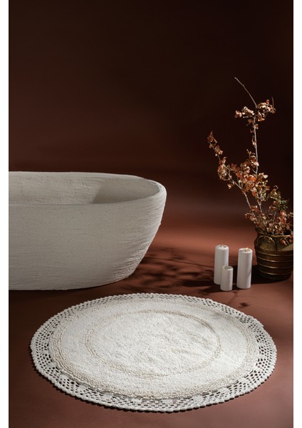 Piuma %100 Pamuk, El Dokuması Banyo Paspası Ekru 110x110