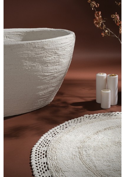 Piuma %100 Pamuk, El Dokuması Banyo Paspası Ekru 110x110 fiyatları