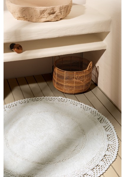 Piuma %100 Pamuk, El Dokuması Banyo Paspası Ekru 110x110 modelleri