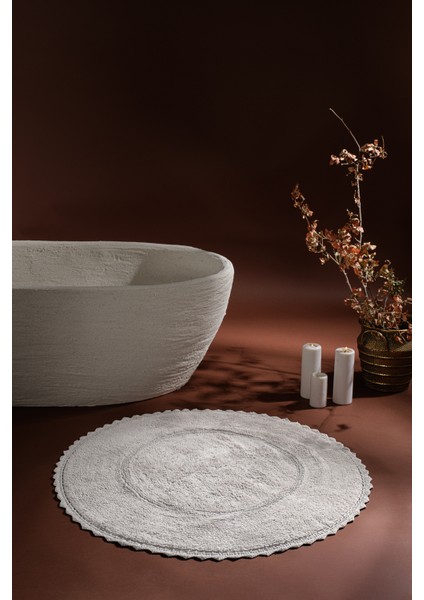 Nebbia %100 Pamuk, El Dokuması Banyo Paspası Gri 100x100