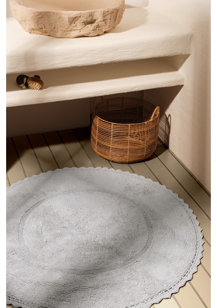 Nebbia %100 Pamuk, El Dokuması Banyo Paspası Gri 100x100 modelleri