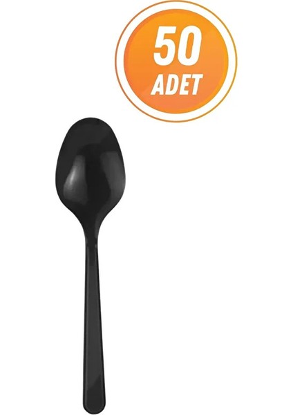 Lüks Sert Plastik Kaşık Siyah 50 Adet