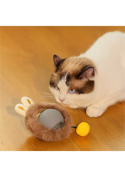Kedi Oyuncağı USB Şarjlı Hareketli Tüylü (Zilli Pomponlu Akıllı Top)