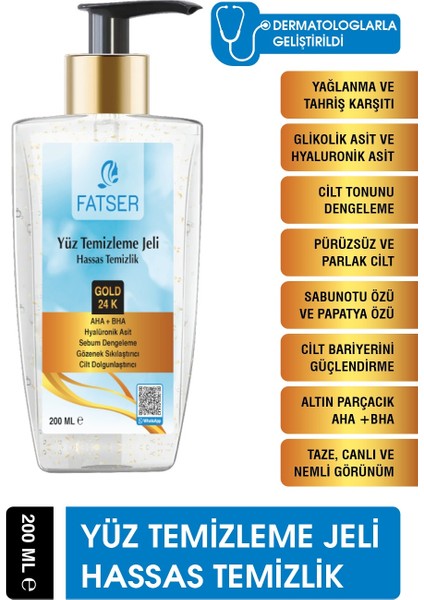 24K Altın Parçacıklı Arındırıcı Nemlendirici Gözenek Sıkılaştırıcı Yüz Temizleme Jeli 200 ml fiyatları