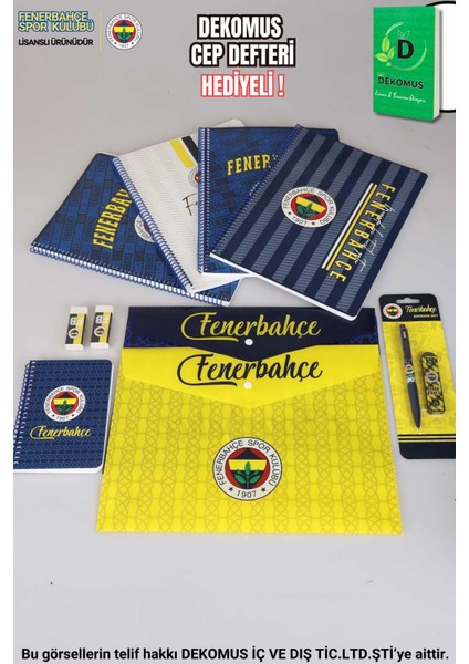 Lisanslı Fenerbahçe A4 2 Adet Kareli,2 Adet Çizgili Defter,2 Adet Çıtçıt Dosya,2 Adet Silgi,bloknot,uçlu Kalem ve Uç Seti